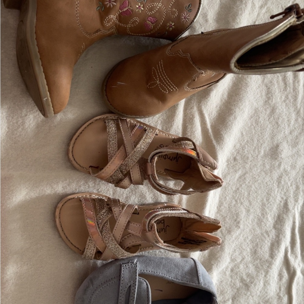Cowgirl Sugar Brown Boots and Pink Glitter Sandals old navy dress shoes